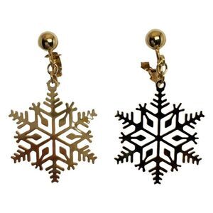 Avon Women’s Snowflake Gold Tone Dangle Drop Vintage Clip-on Earrings 1.75”